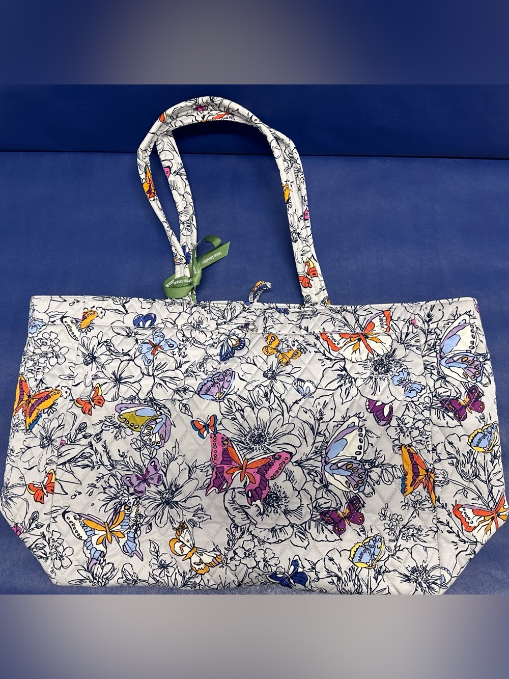 New Vera Bradley WhiteFloral Butterfly Soft Tote Bag